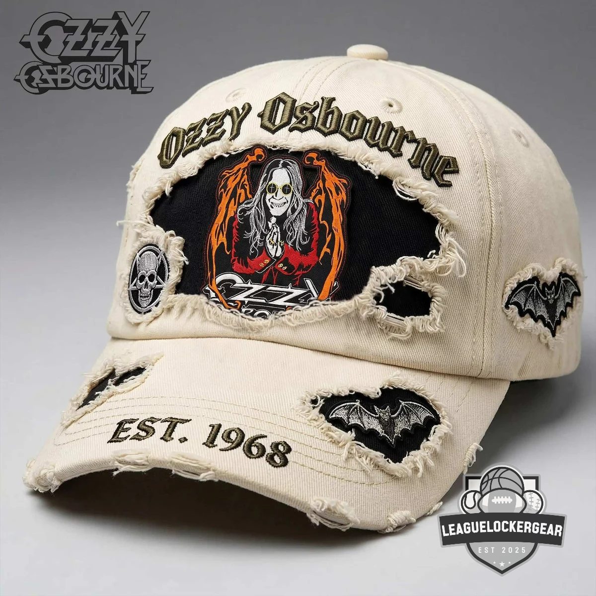 Ozzy Osbourne Est 1968 Distressed Patches Baseball Cap - LeagueLockerGear