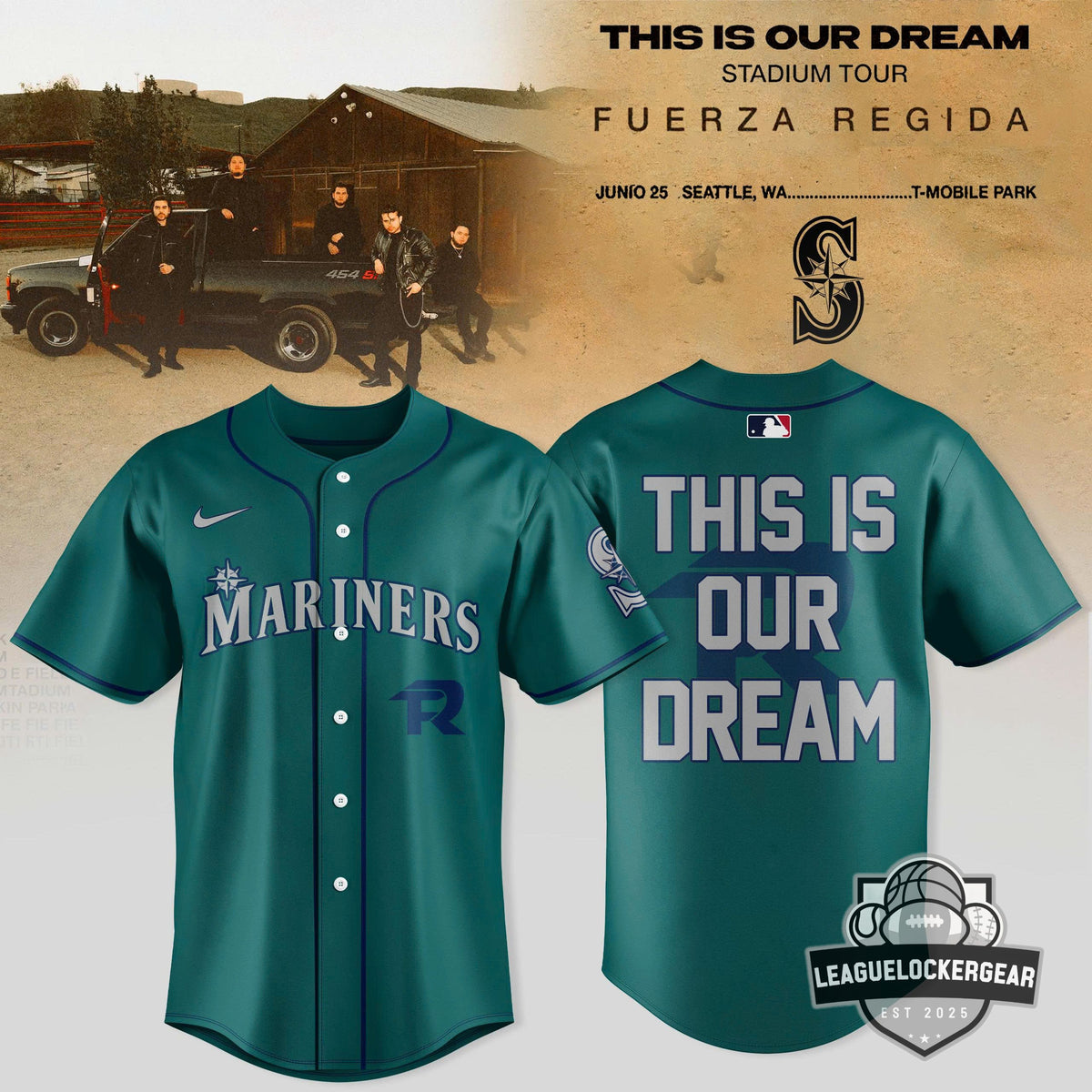 Seattle Mariners Fuerza Regida This Is Our Dream Stadium Tour Baseball Jersey - LeagueLockerGear