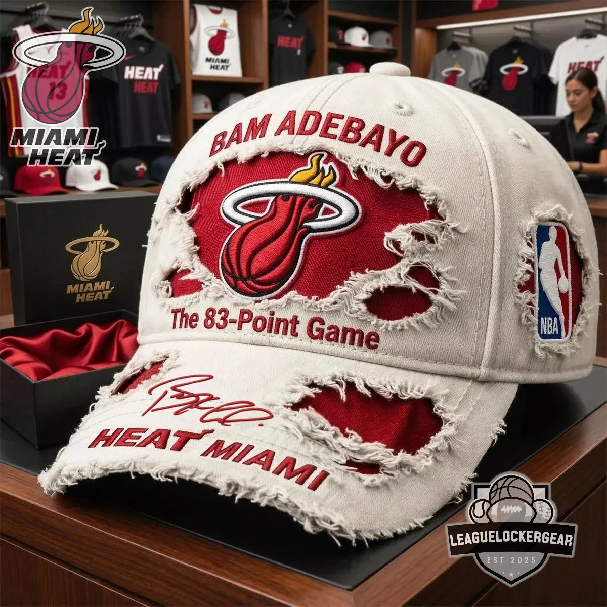 Miami Heat Bam Adebayo The 83-Point Game Signed Cap - LeagueLockerGear