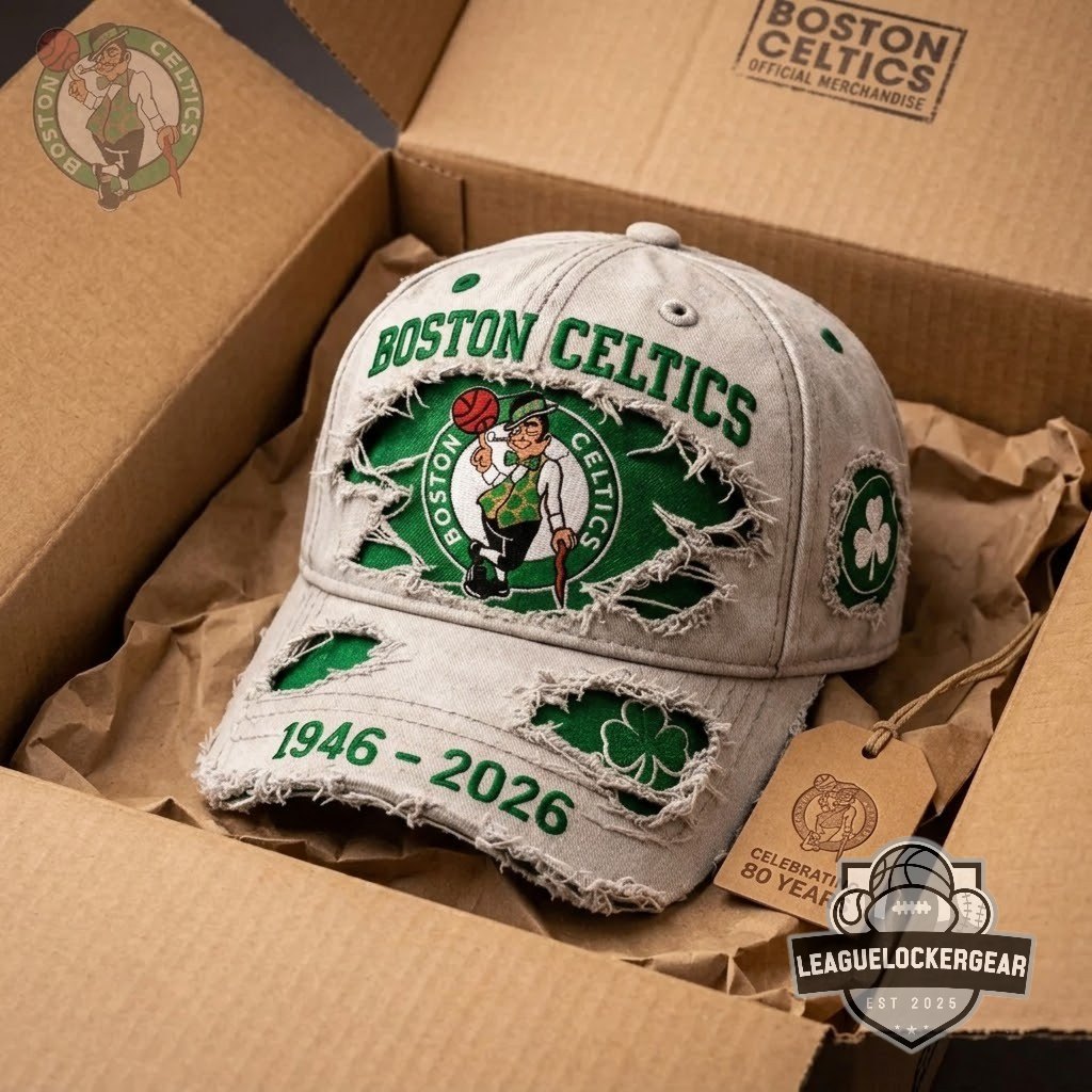 Boston Celtics 80th Anniversary 1946-2026 Distressed Hat - LeagueLockerGear