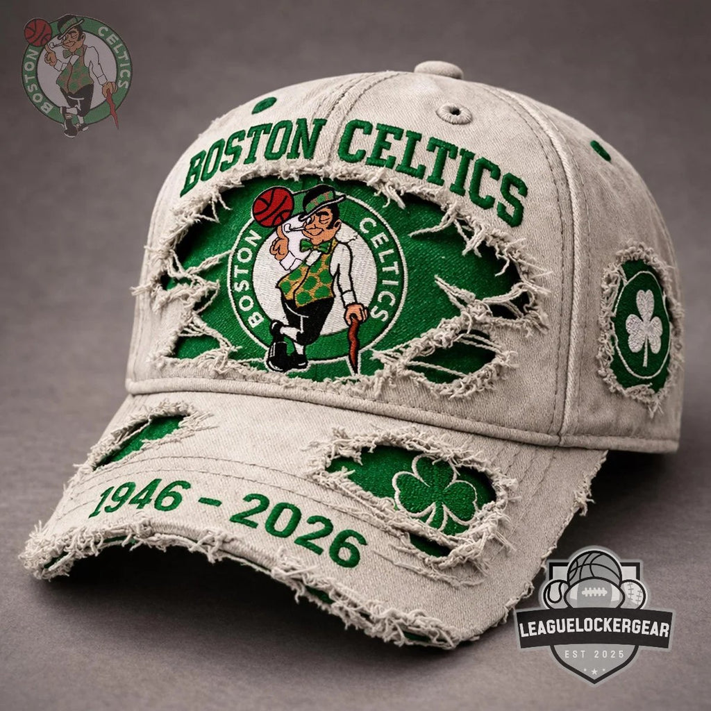 Boston Celtics 80th Anniversary 1946-2026 Distressed Hat - LeagueLockerGear
