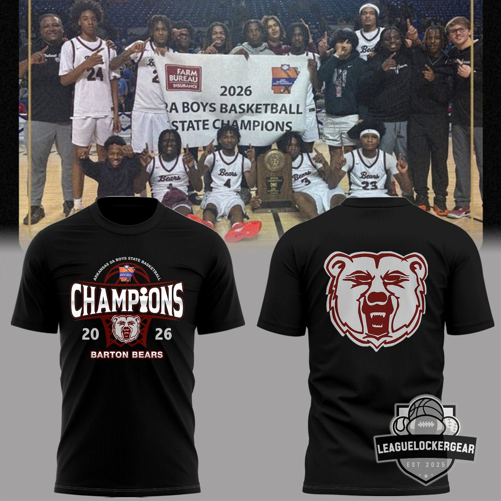 Barton Bears Arkansas 2A Boys Basketball State Champions 2026 T-Shirt - LeagueLockerGear