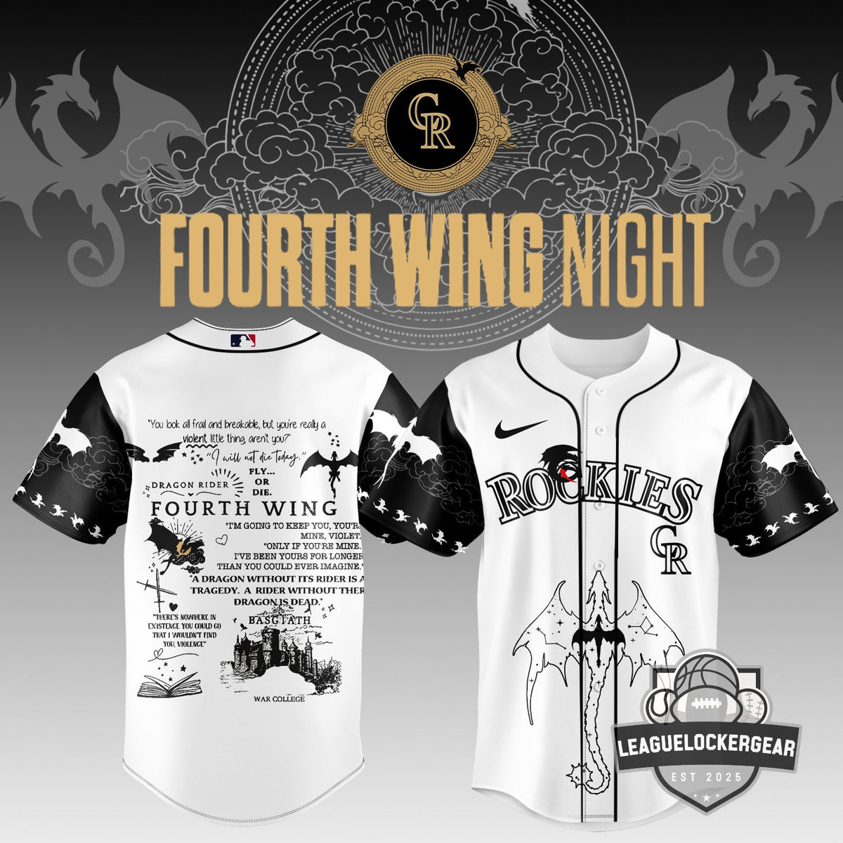 Colorado Rockies Fourth Wing Night Baseball Jersey - LeagueLockerGear