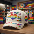 Pride Month 2026 Love Wins Love is Love Distressed Baseball Cap - LeagueLockerGear