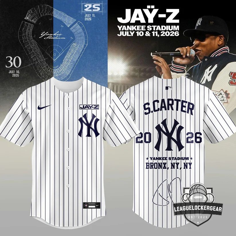 Jay-Z New York Yankees S. Carter Yankee Stadium 2026 Concert Baseball Jersey - LeagueLockerGear