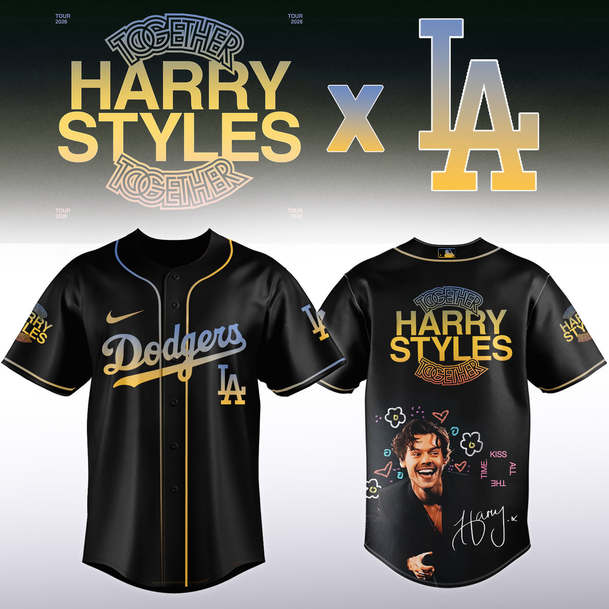 Harry Styles x LA Dodgers Together Tour 2026 Baseball Jersey - LeagueLockerGear