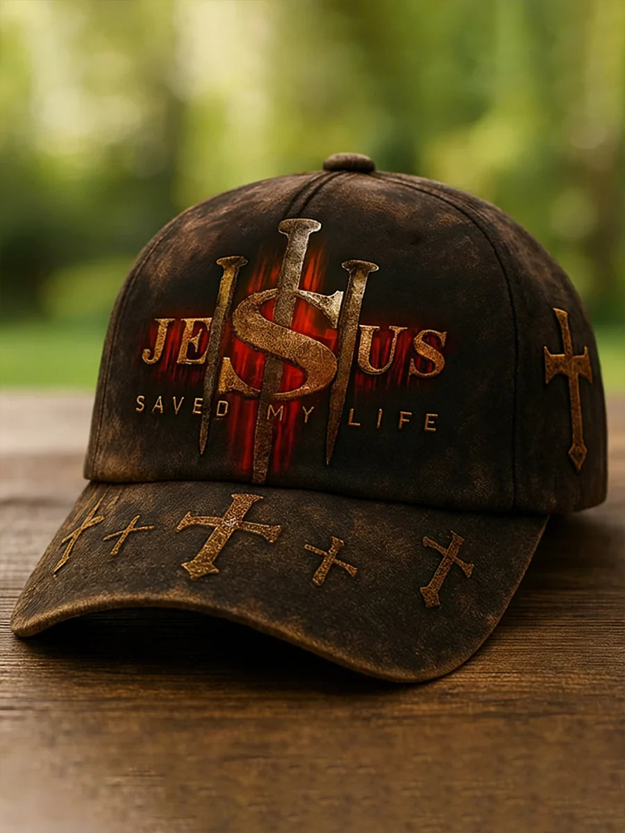 Jesus Saved My Life Distressed Baseball Cap - LeagueLockerGear