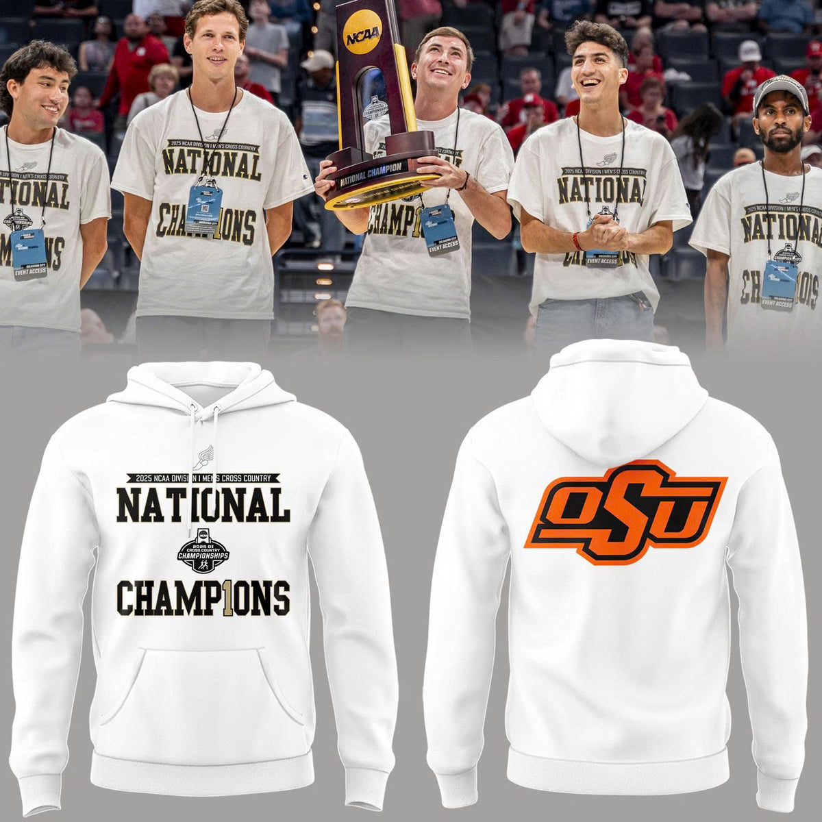 Oklahoma State Cowboys 2025 NCAA Men's Cross Country National Champions Hoodie - LeagueLockerGear