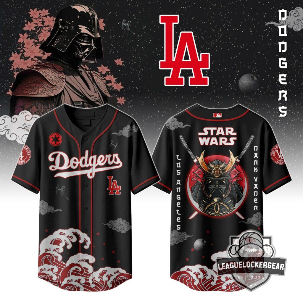 Los Angeles Dodgers Star Wars Darth Vader Samurai Style Baseball Jersey - LeagueLockerGear