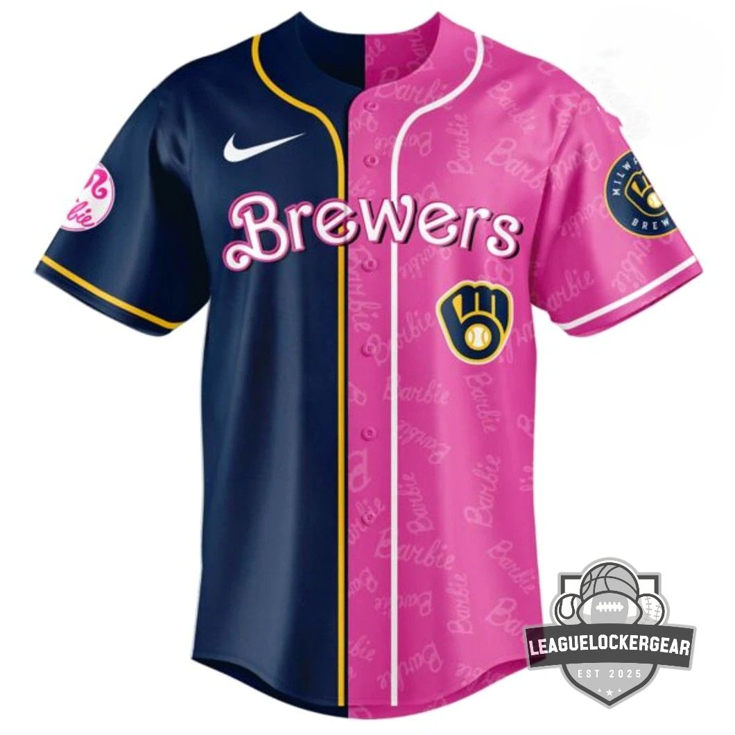 Milwaukee Brewers Barbie Night Game Baseball Jersey - LeagueLockerGear