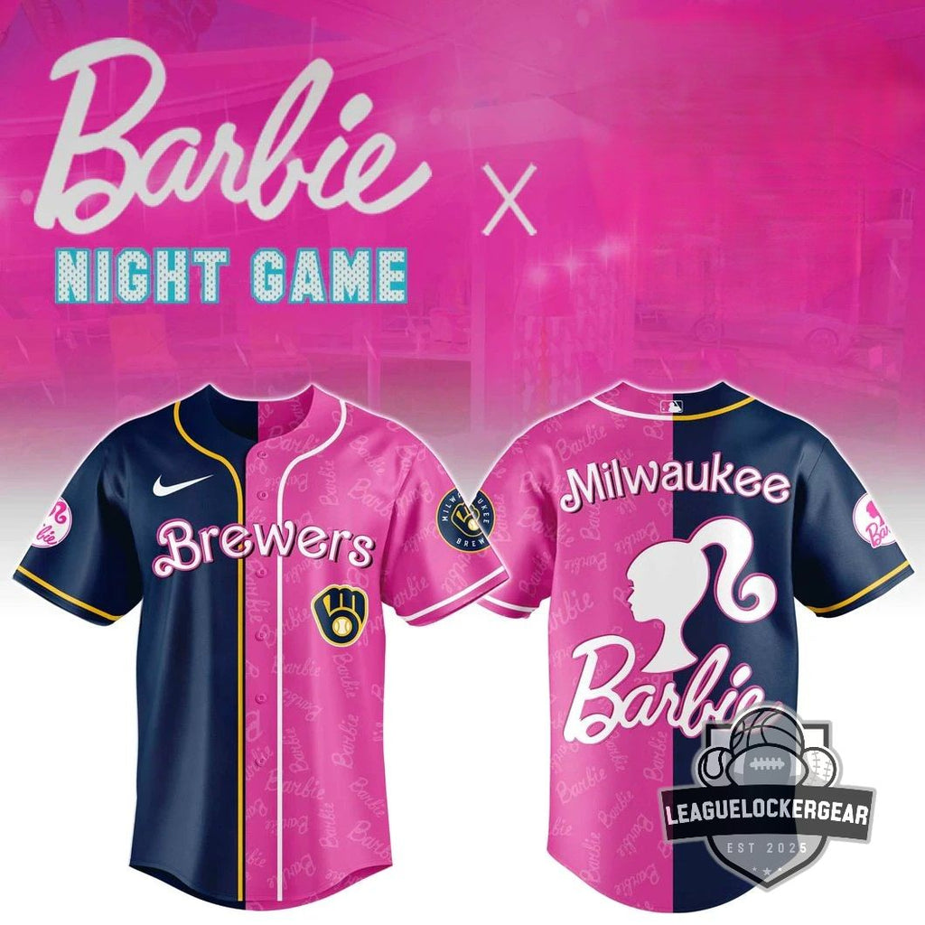 Milwaukee Brewers Barbie Night Game Baseball Jersey - LeagueLockerGear