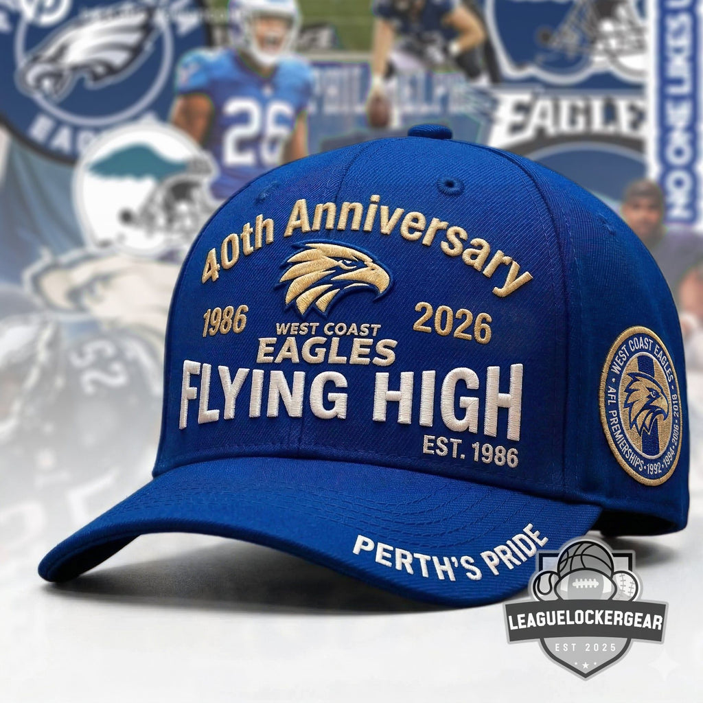 West Coast Eagles 40th Anniversary 1986-2026 Flying High Cap - LeagueLockerGear