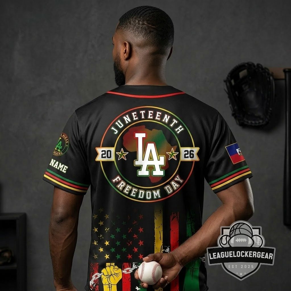 Los Angeles Dodgers Juneteenth Freedom Day Baseball Jersey - LeagueLockerGear
