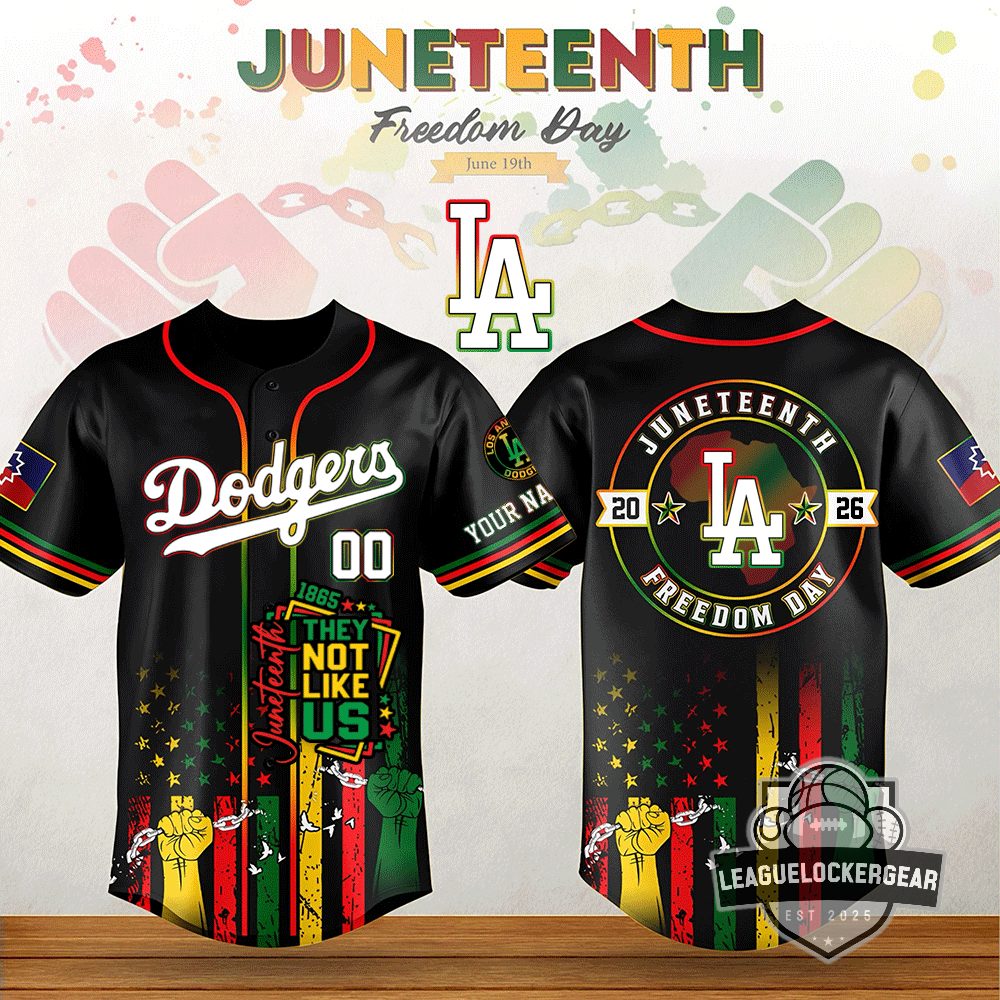 Los Angeles Dodgers Juneteenth Freedom Day Baseball Jersey - LeagueLockerGear
