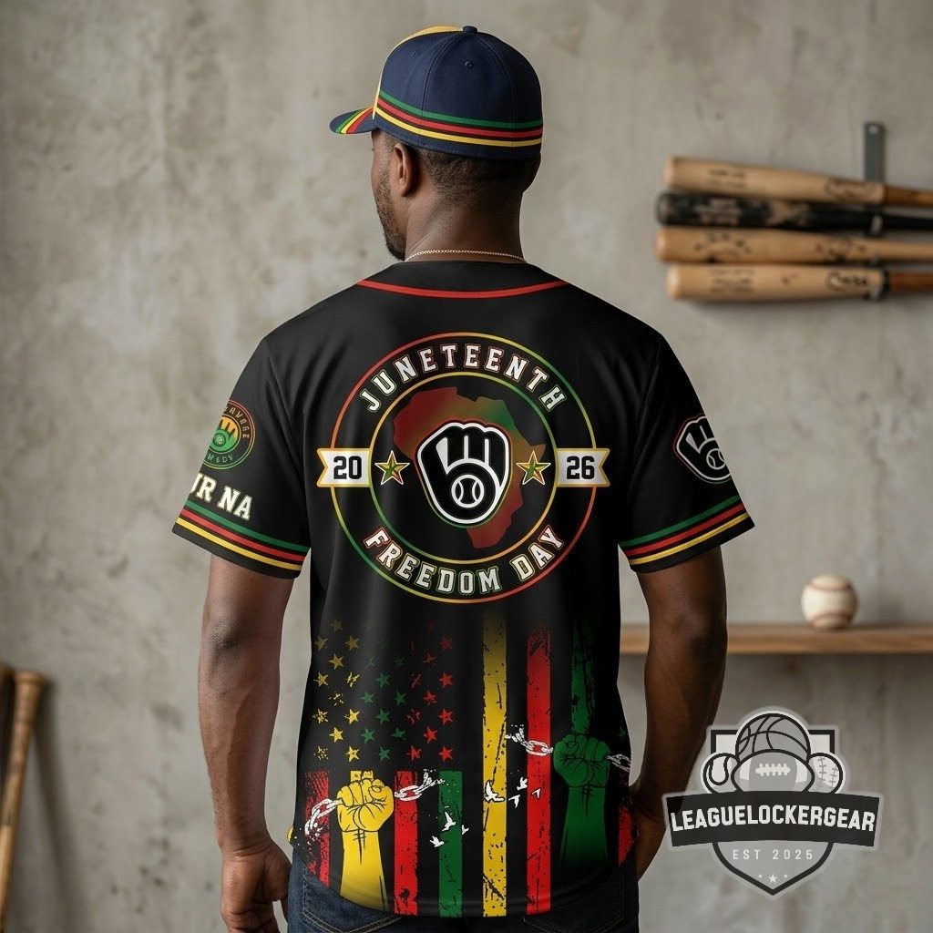 Milwaukee Brewers Juneteenth Freedom Day Baseball Jersey - LeagueLockerGear