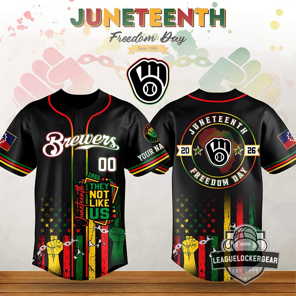 Milwaukee Brewers Juneteenth Freedom Day Baseball Jersey - LeagueLockerGear