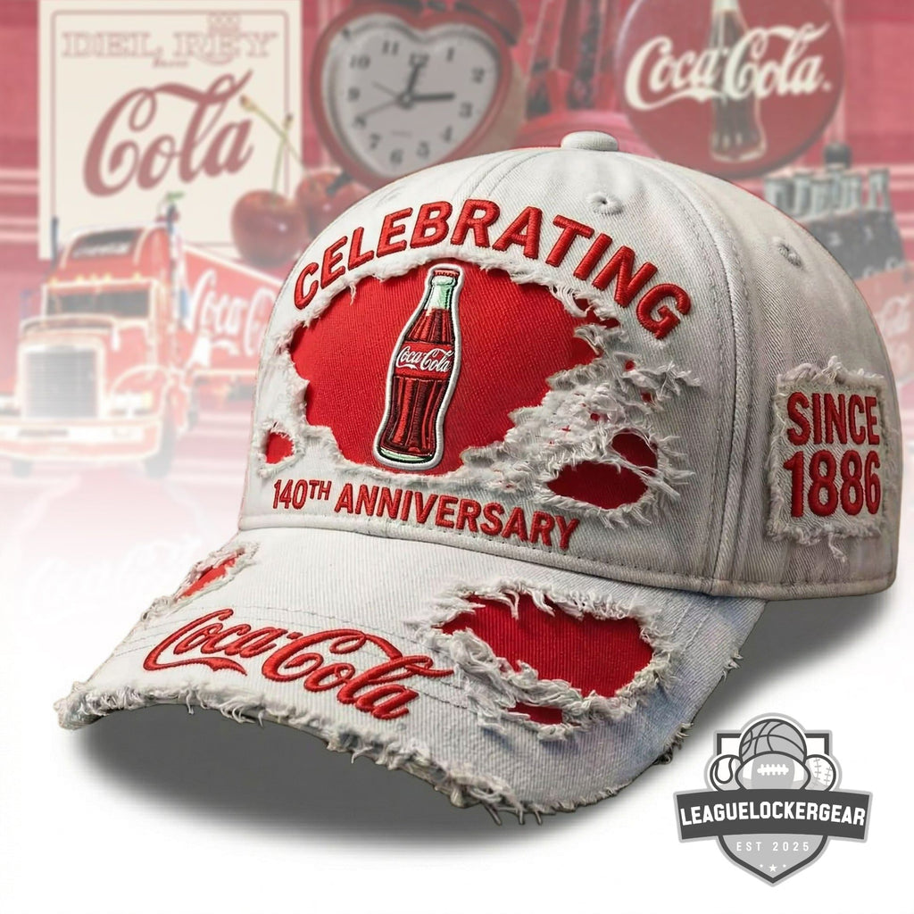 Coca-Cola Celebrating 140th Anniversary Since 1886 Distressed Hat - LeagueLockerGear