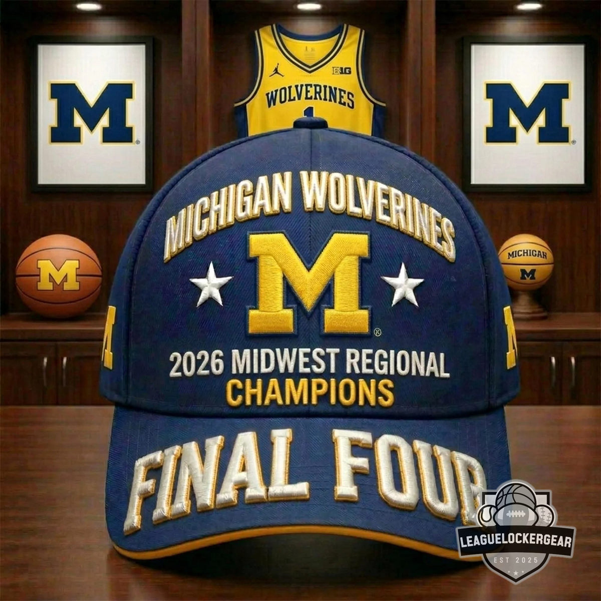 Michigan Wolverines 2026 Midwest Regional Champions Final Four Hat - LeagueLockerGear