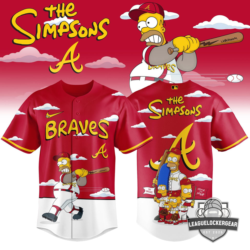 Atlanta Braves The Simpsons Homer Wonderbat Crossover Baseball Jersey - LeagueLockerGear