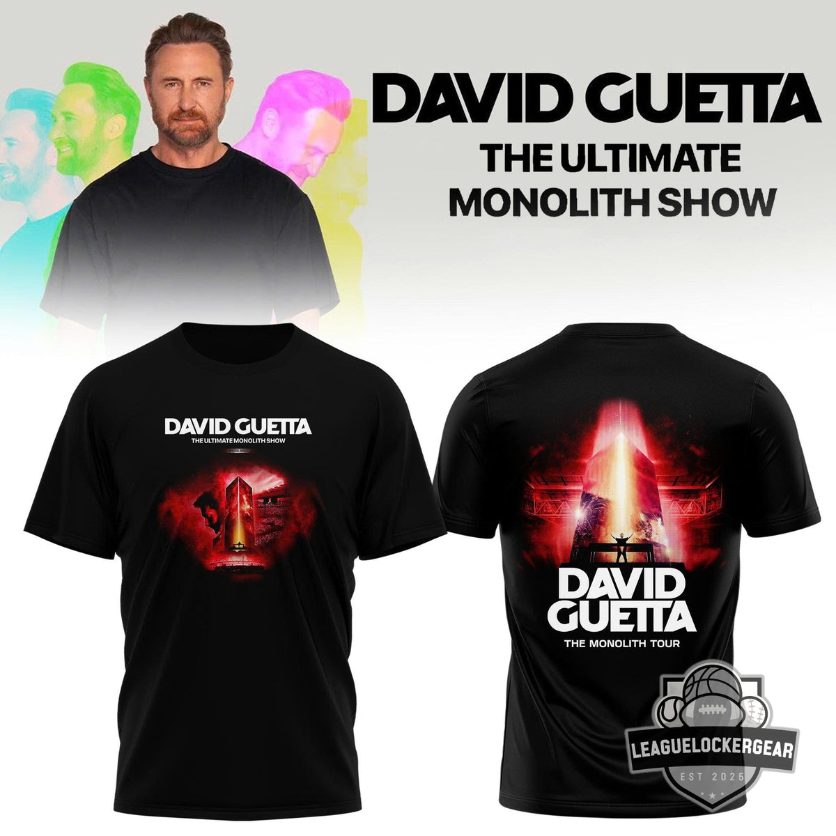 David Guetta The Ultimate Monolith Show T-Shirt - LeagueLockerGear