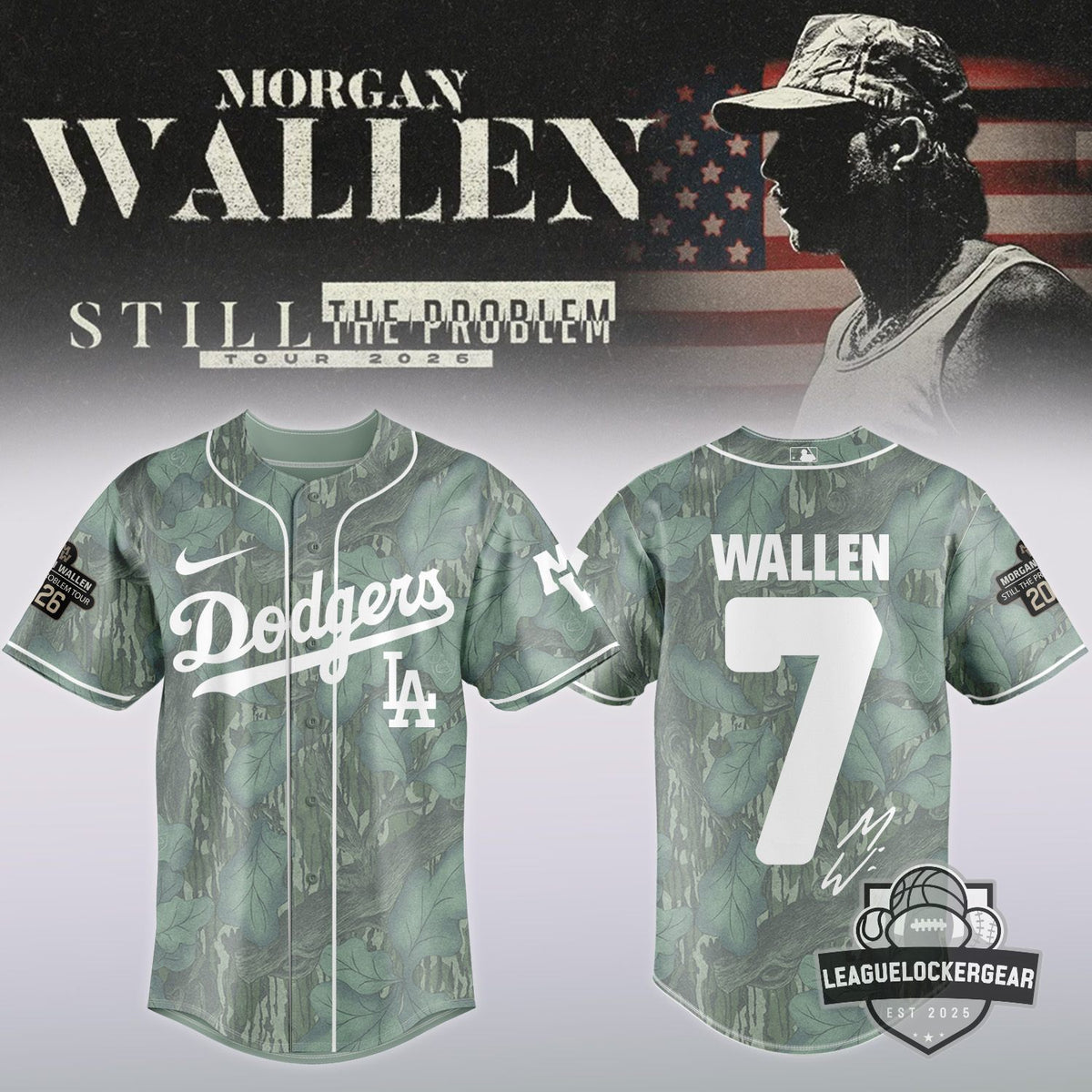 Morgan Wallen x Los Angeles Dodgers Still The Problem Tour 2026 Baseball Jersey - LeagueLockerGear