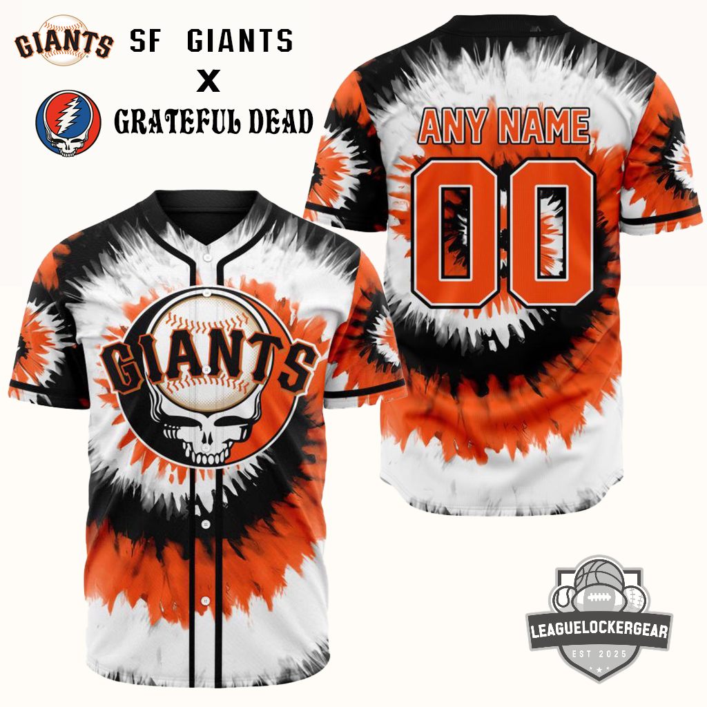 SF Giants X Grateful Dead Tie Dye Custom Baseball Jersey - LeagueLockerGear