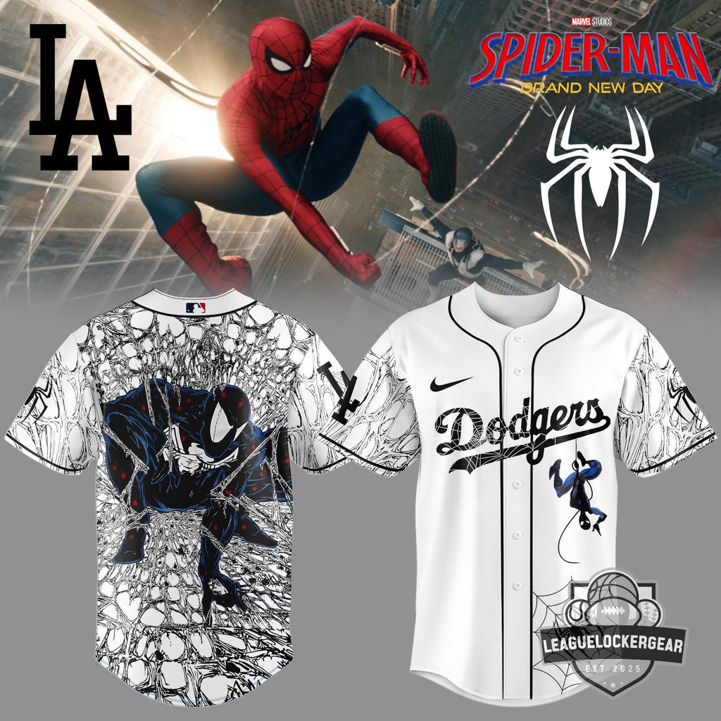 LA Dodgers Spider-Man Brand New Day Baseball Jersey - LeagueLockerGear