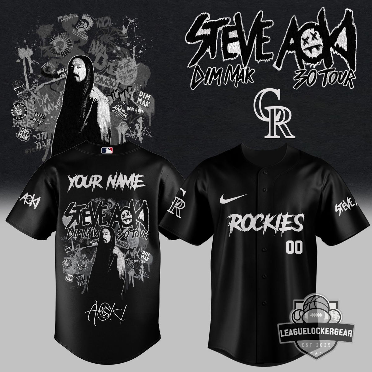 Steve Aoki Colorado Rockies Dim Mak 3.0 Tour Baseball Jersey - LeagueLockerGear