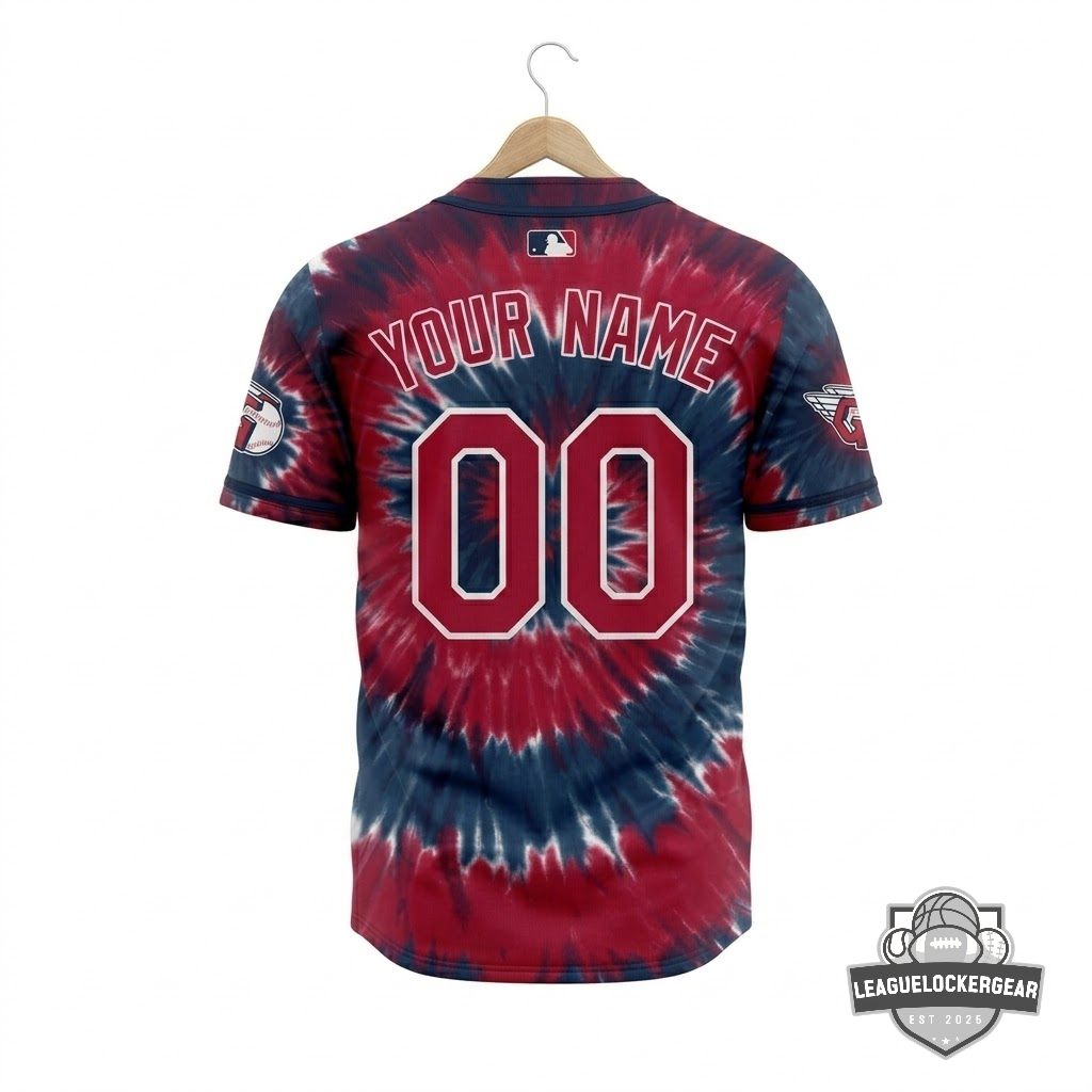 Cleveland Guardians x Grateful Dead Steal Your Face Tie Dye Baseball Jersey - LeagueLockerGear