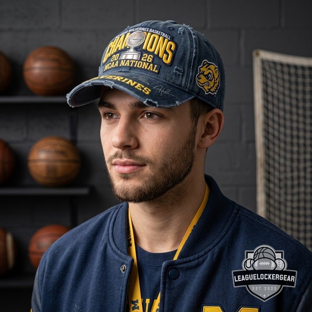 Michigan Wolverines Basketball 2026 NCAA National Champions Signed Distressed Hat - LeagueLockerGear