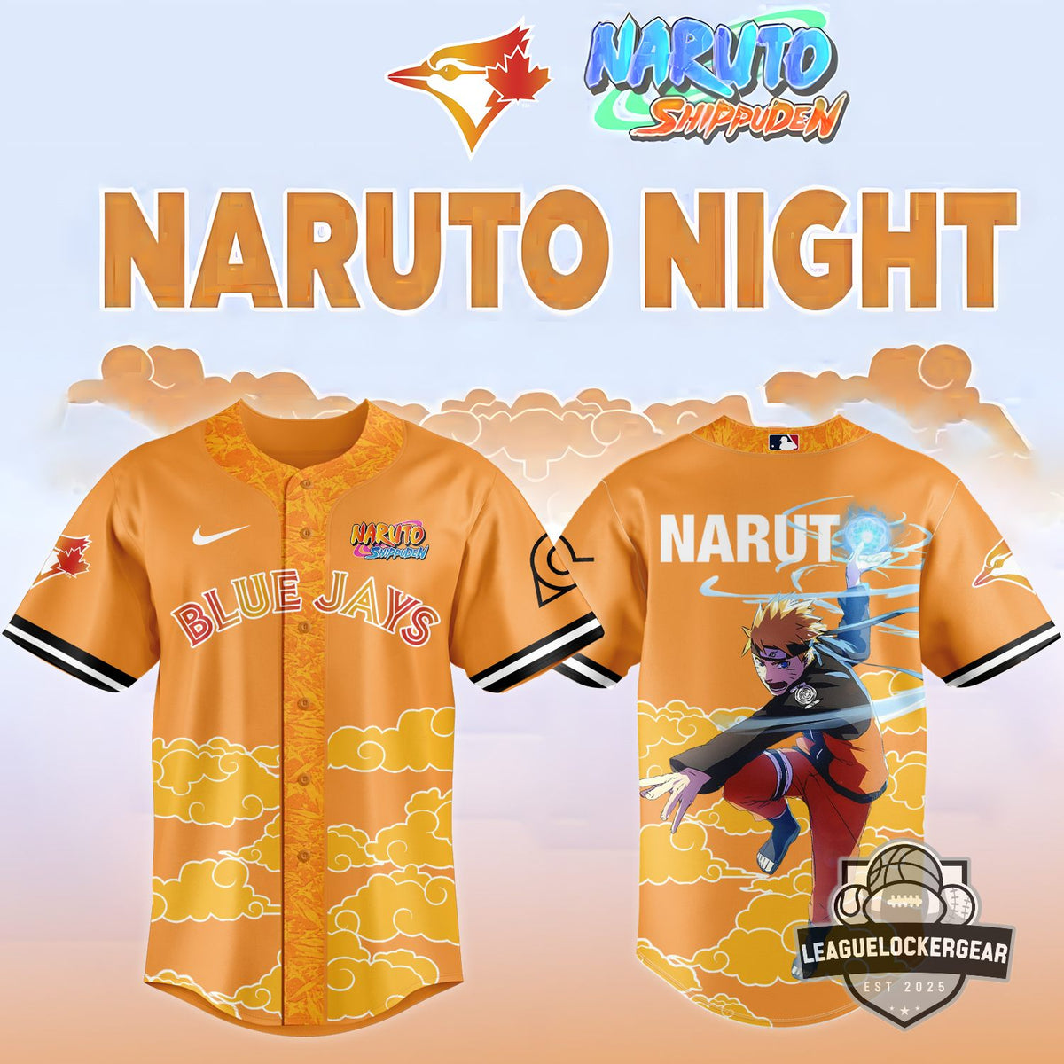 Toronto Blue Jays Naruto Shippuden Naruto Night Baseball Jersey - LeagueLockerGear
