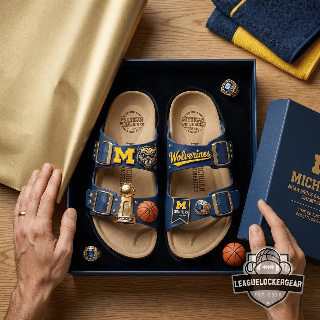 Michigan Wolverines NCAA Men's Basketball Champions Sandals - LeagueLockerGear
