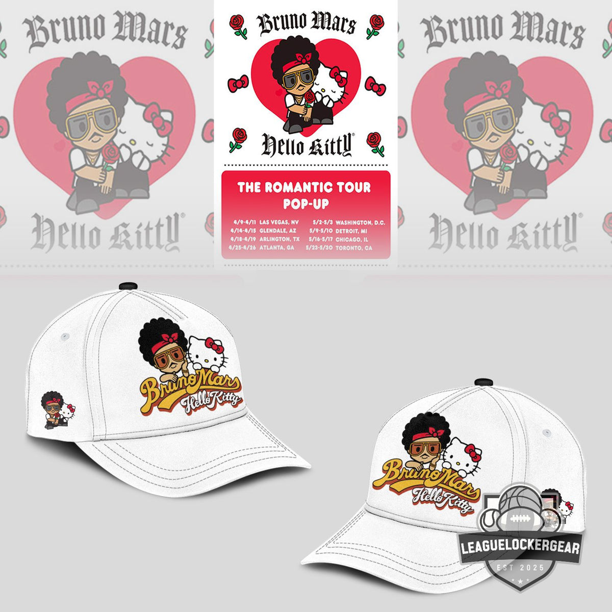 Bruno Mars x Hello Kitty The Romantic Tour 2026 Pop-Up Hoodie - LeagueLockerGear