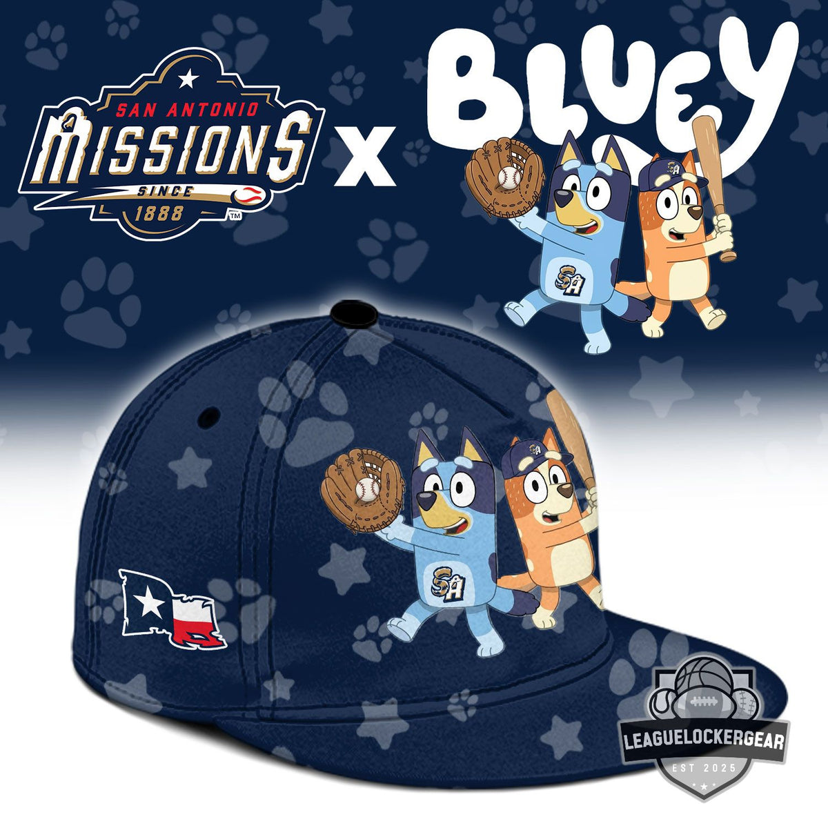 San Antonio Missions Bluey Baseball Jersey - LeagueLockerGear