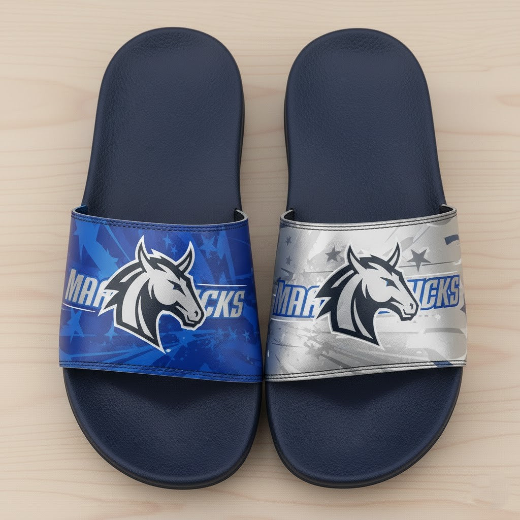 Dallas Mavericks Slide Sandals – 2025 NBA Team Slippers for Basketball Fans - LeagueLockerGear