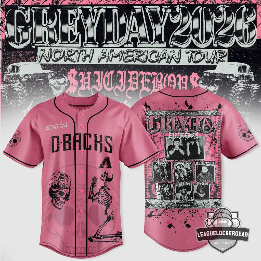 $uicideboy$ Grey Day 2026 North American Tour Arizona Diamondbacks Baseball Jersey - LeagueLockerGear
