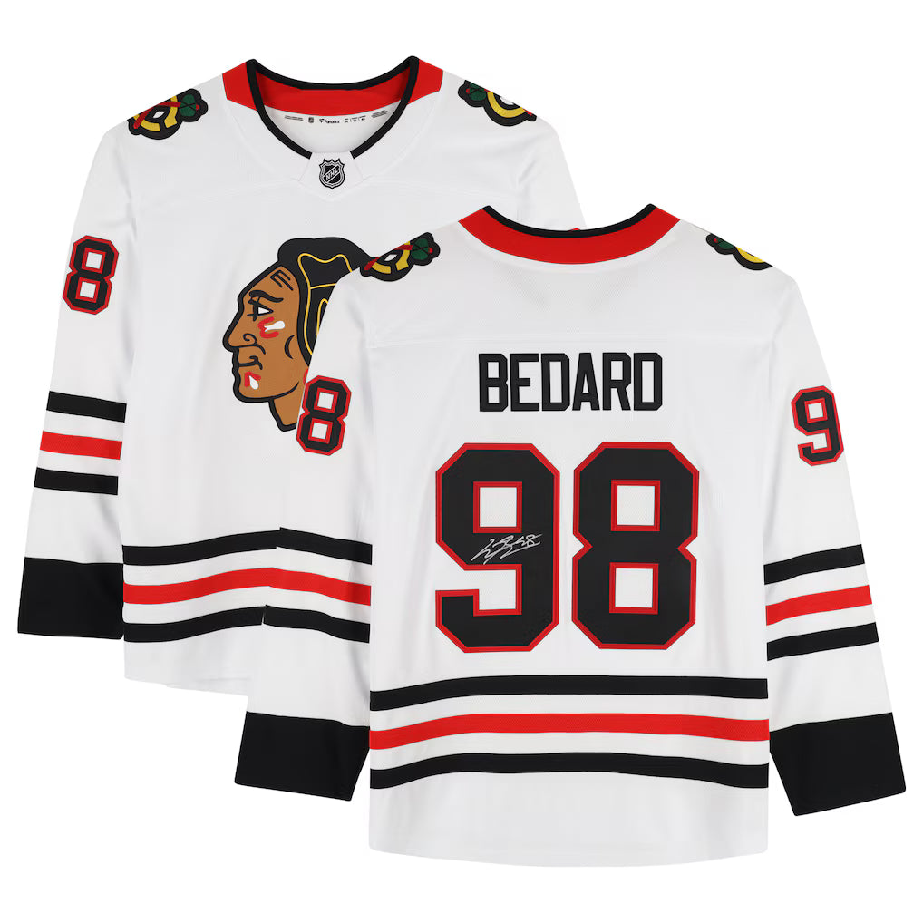 Connor Bedard Chicago Blackhawks White Breakaway Jersey with Signature - LeagueLockerGear