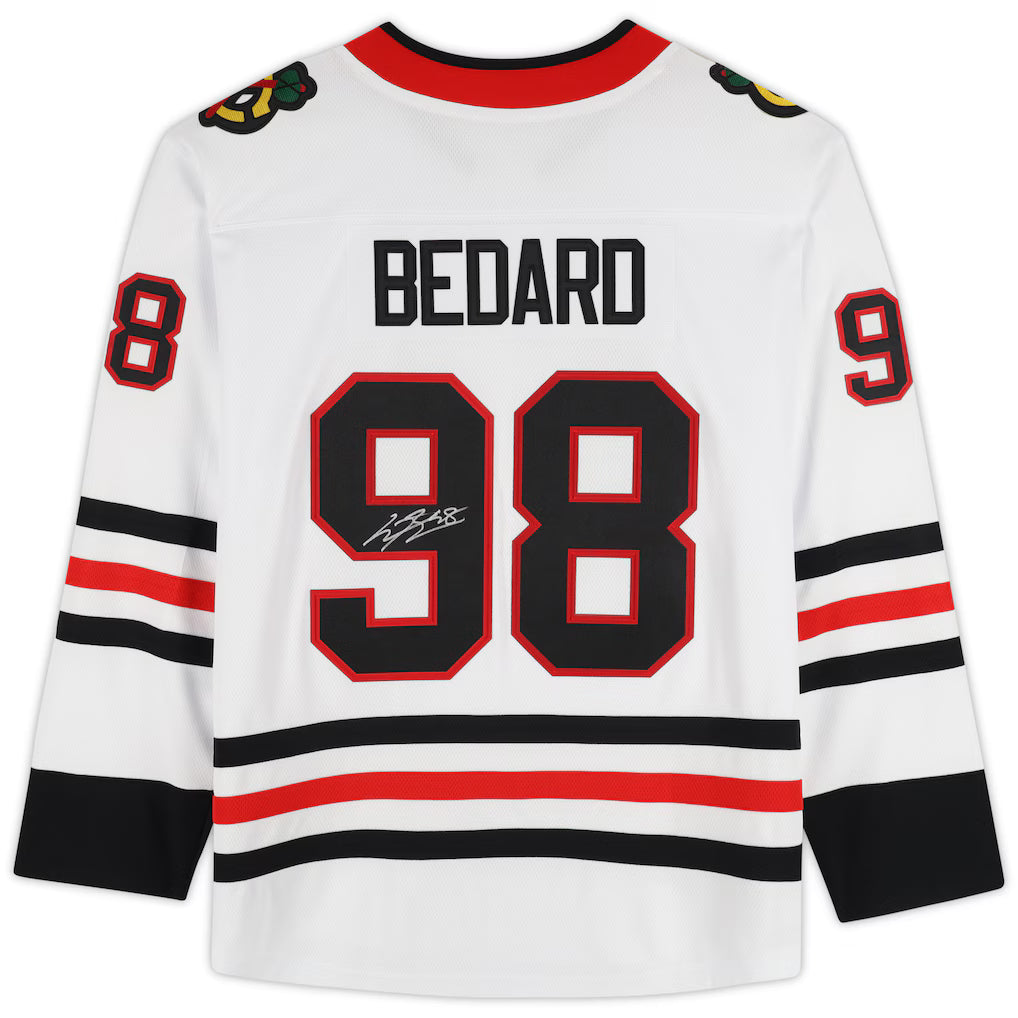 Connor Bedard Chicago Blackhawks White Breakaway Jersey with Signature - LeagueLockerGear