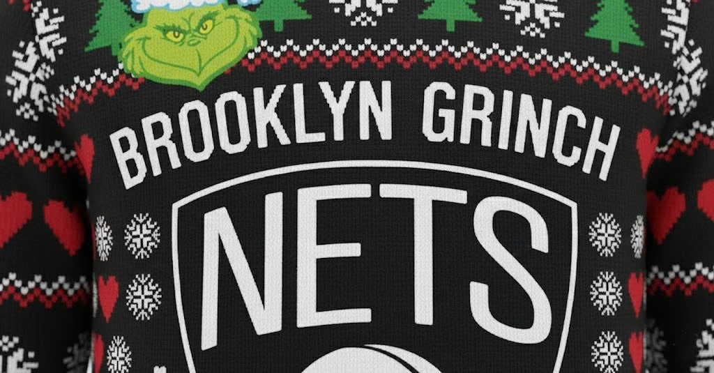 Brooklyn Nets x The Grinch Ugly Christmas Sweater – Black & White "Grinchmas" Knit - LeagueLockerGear