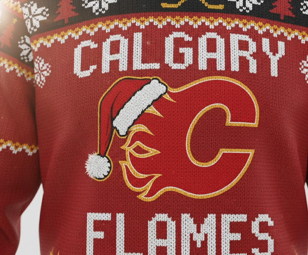 Calgary Flames NHL Ugly Christmas Sweater – Red & Gold "Flames" Holiday Knit - LeagueLockerGear