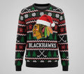 Chicago Blackhawks NHL Ugly Christmas Sweater – Red, Black & Green "Hawks" Holiday Knit - LeagueLockerGear