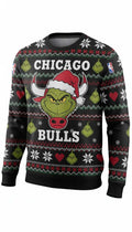 Chicago Bulls x The Grinch Ugly Christmas Sweater – Red & Black "Grinchmas" Knit - LeagueLockerGear