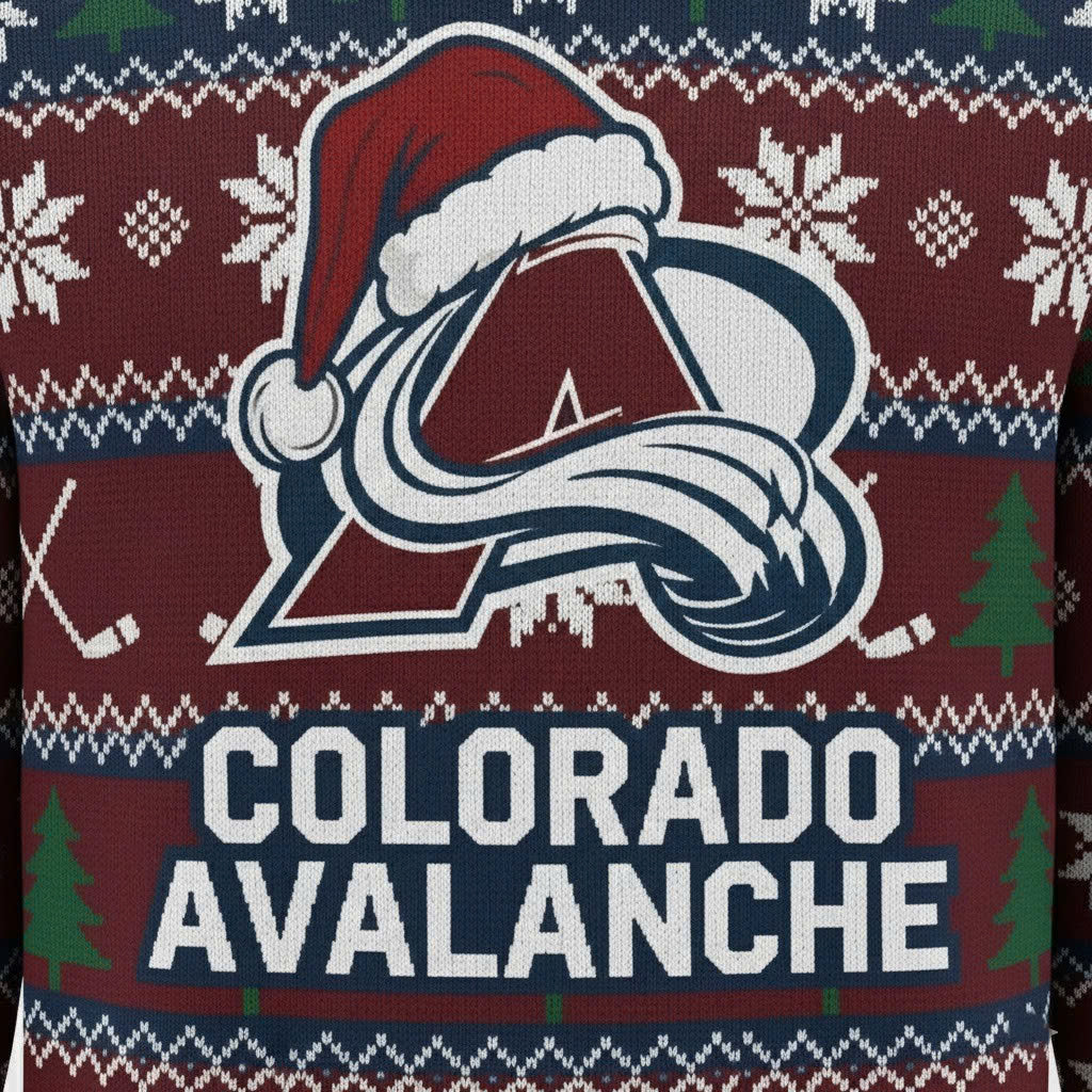 Colorado Avalanche NHL Ugly Christmas Sweater – Burgundy & Blue "Avs" Holiday Knit - LeagueLockerGear