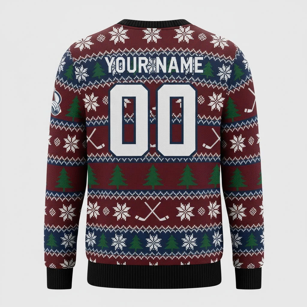Colorado Avalanche NHL Ugly Christmas Sweater – Burgundy & Blue "Avs" Holiday Knit - LeagueLockerGear