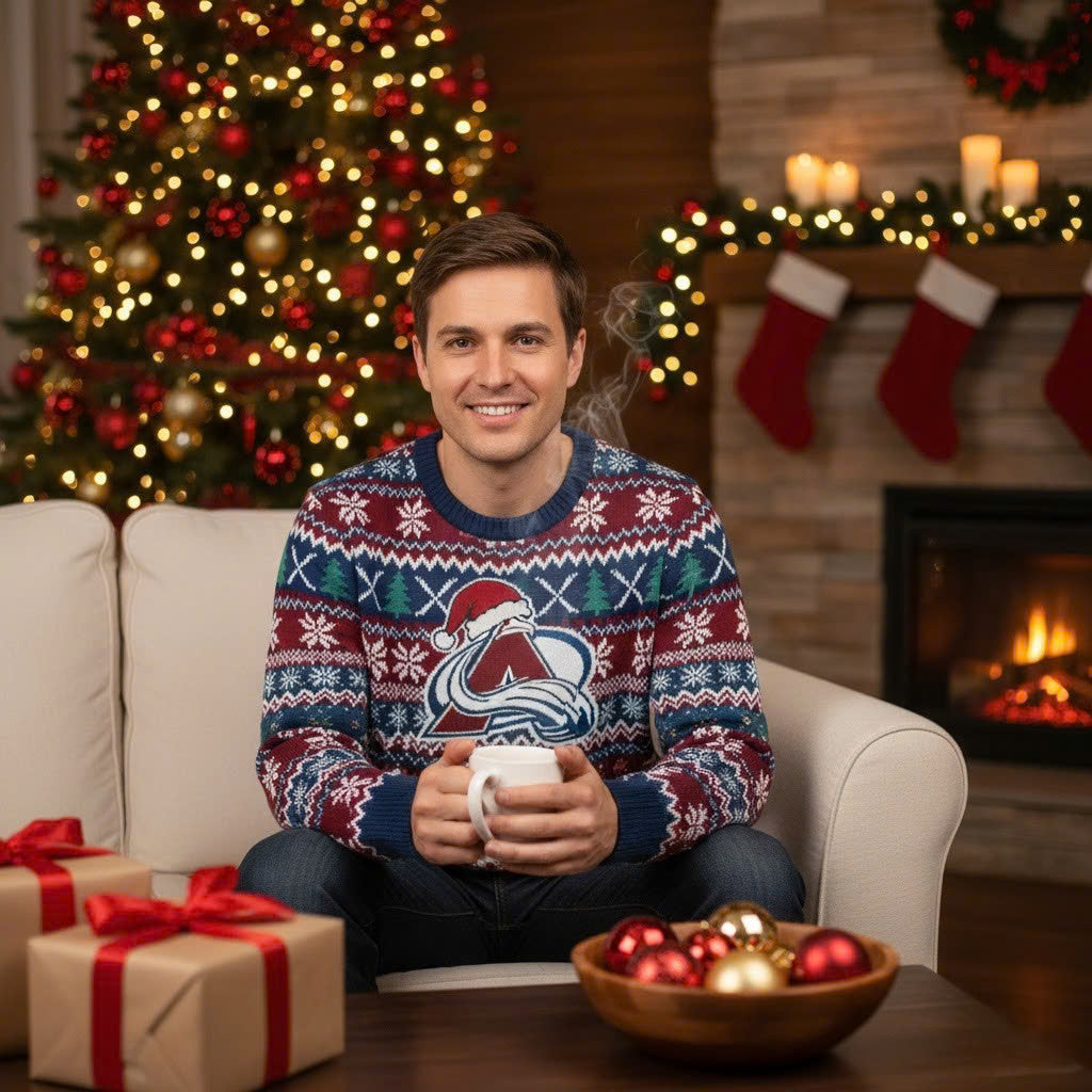 Colorado Avalanche NHL Ugly Christmas Sweater – Burgundy & Blue "Avs" Holiday Knit - LeagueLockerGear