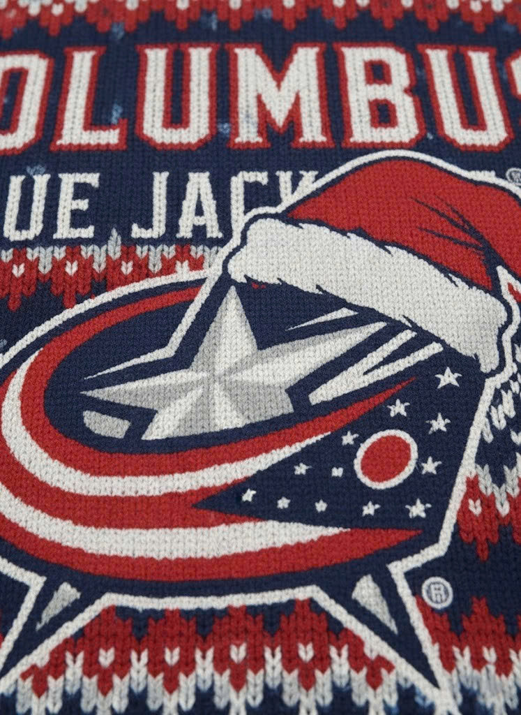 Columbus Blue Jackets NHL Ugly Christmas Sweater – Navy & Red "CBJ" Holiday Knit - LeagueLockerGear