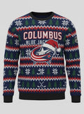 Columbus Blue Jackets NHL Ugly Christmas Sweater – Navy & Red "CBJ" Holiday Knit - LeagueLockerGear
