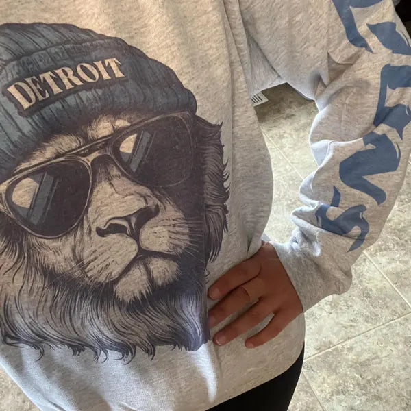 Detroit Lions "Cool Cat" Crewneck Sweatshirt | Vintage Style Game Day Top - LeagueLockerGear