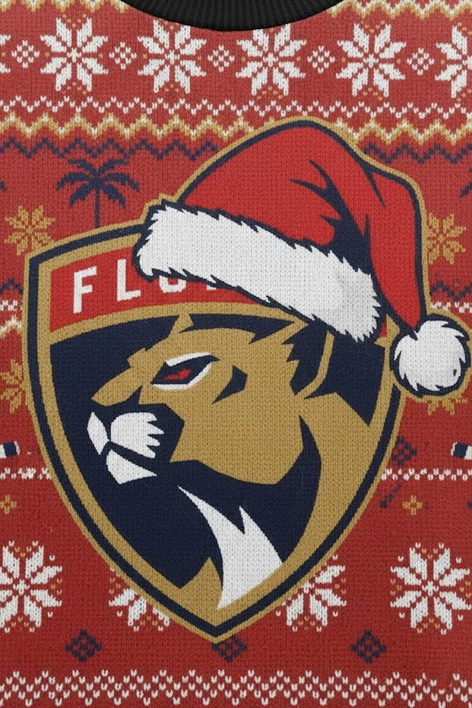 Florida Panthers NHL Ugly Christmas Sweater – Red & Gold "Sunrise" Holiday Jumper - LeagueLockerGear