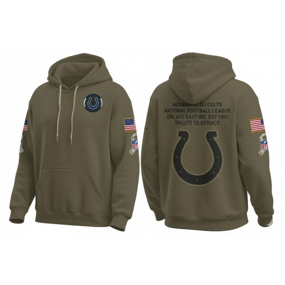 Indianapolis Colts Salute to Service Hoodie – Military Green NFL Sideline 2025 Edition - LeagueLockerGear